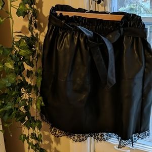 Faux leather lace skirt